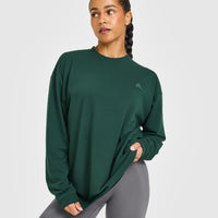 Classic Oversized Lightweight Long Sleeve Top | Racing Green