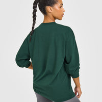 Classic Oversized Lightweight Long Sleeve Top | Racing Green