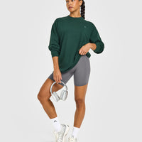 Classic Oversized Lightweight Long Sleeve Top | Racing Green