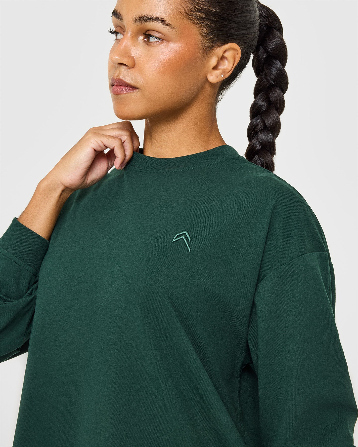 Classic Oversized Lightweight Long Sleeve Top | Racing Green