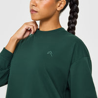 Classic Oversized Lightweight Long Sleeve Top | Racing Green