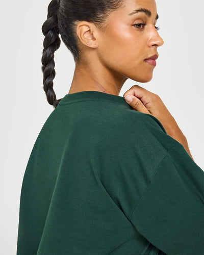 Classic Oversized Lightweight Long Sleeve Top | Racing Green