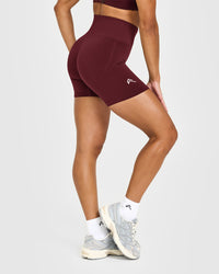 Effortless Seamless Shorts with White Logo | Rosewood