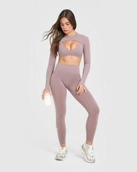 SoftMotion™ Scoop Back Bralette with White Logo | Dusty Purple