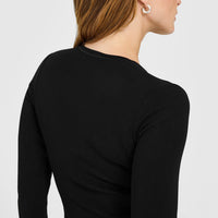 Mellow™ Rib Long Sleeve Cardigan | Black