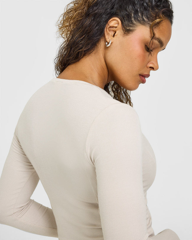 Mellow™ Rib Mid Long Sleeve Cardigan | Sand