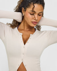 Mellow™ Rib Mid Long Sleeve Cardigan | Sand