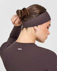 SoftMotion™ Headband with White Logo | Dark Umber Brown