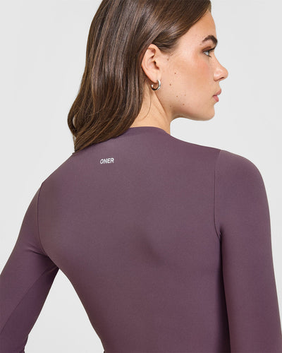 SoftMotion™ Long Sleeve Top with White Logo | Vintage Purple