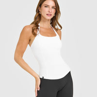 Mellowâ„¢ Rib Halter Neck Vest with Built in Bra Shelf | White