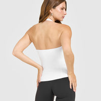 Mellowâ„¢ Rib Halter Neck Vest with Built in Bra Shelf | White