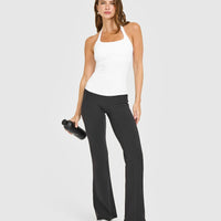 Mellowâ„¢ Rib Halter Neck Vest with Built in Bra Shelf | White