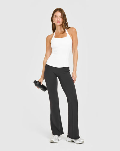 Mellowâ„¢ Rib Halter Neck Vest with Built in Bra Shelf | White