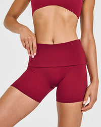SoftMotion™ Fold Over Shorts 6" with White Logo | Ruby Red
