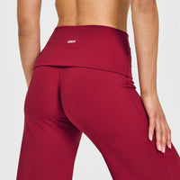 SoftMotion™ Fold Over Straight Leg Bottoms with White Logo | Ruby Red