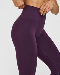 Effortless Seamless Leggings with White Logo | Blackberry Purple