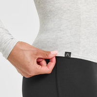 Mellow™ Rib V Neck Long Sleeve Top | Light Grey Marl
