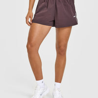 Oversized Piped Woven Track Shorts | Deep Umber Brown