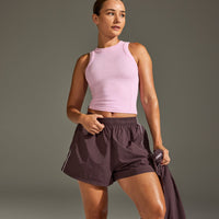 Oversized Piped Woven Track Shorts | Deep Umber Brown