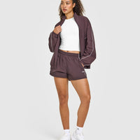 Oversized Piped Woven Track Shorts | Deep Umber Brown