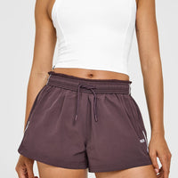 Oversized Piped Woven Track Shorts | Deep Umber Brown