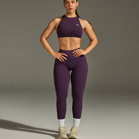 Unified High Waisted Leggings White Logo | Blackberry Purple