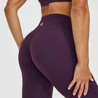 Unified High Waisted Leggings White Logo | Blackberry Purple
