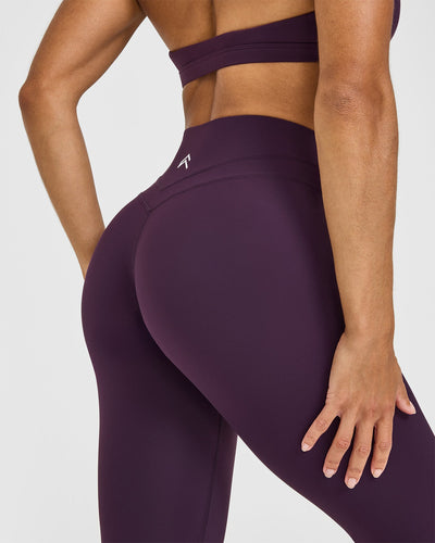 Unified High Waisted Leggings White Logo | Blackberry Purple
