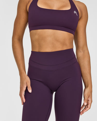 Unified High Waisted Leggings White Logo | Blackberry Purple