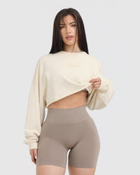 Raw Lounge Crop Sweatshirt | Off White