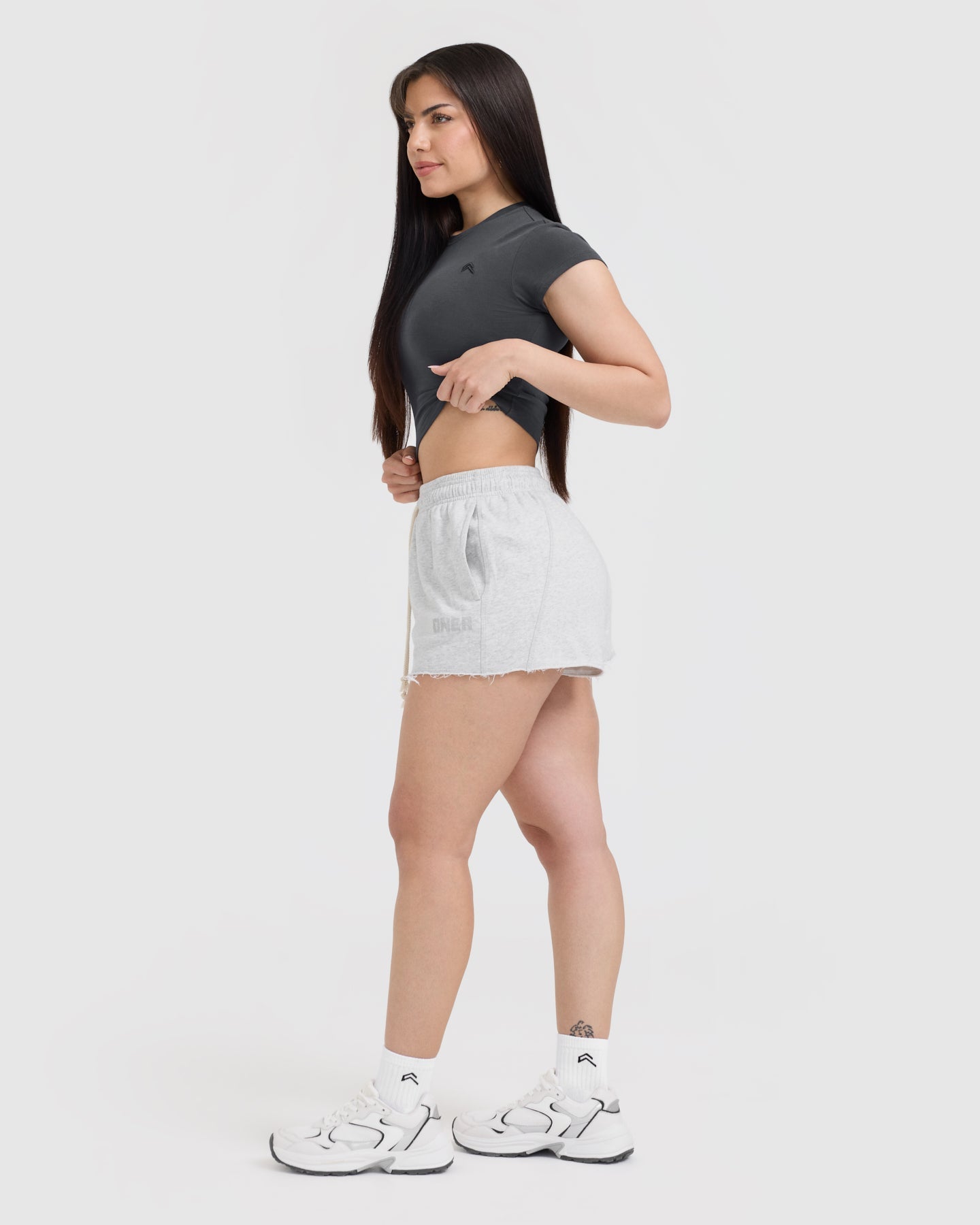 Raw Lounge Oversized Shorts | Light Grey Marl