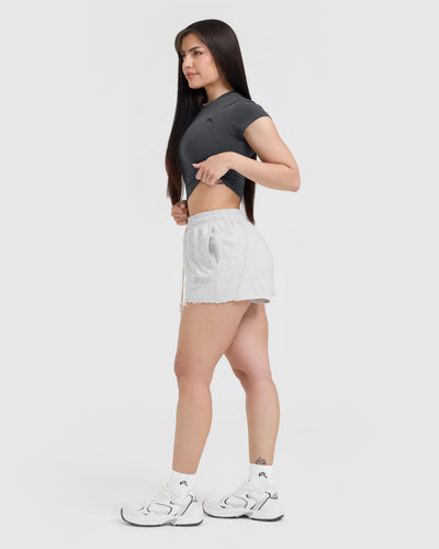 Raw Lounge Oversized Shorts | Light Grey Marl