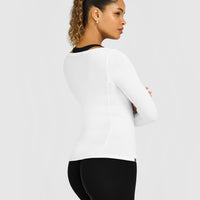 Mellow™ Rib V Neck Long Sleeve Top | White
