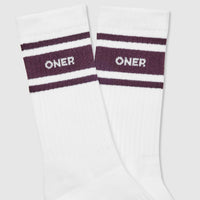 Varsity Long Crew Socks 2 Pack | Grey Marl/ White/ Blackberry
