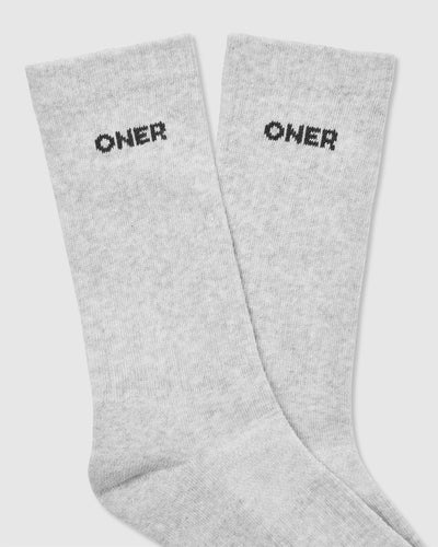 Varsity Long Crew Socks 2 Pack | Grey Marl/ White/ Blackberry