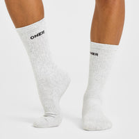 Varsity Long Crew Socks 2 Pack | Grey Marl/ White/ Blackberry