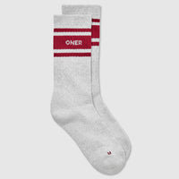 Varsity Long Crew Socks 1 Pack | Grey Marl/Ruby Red