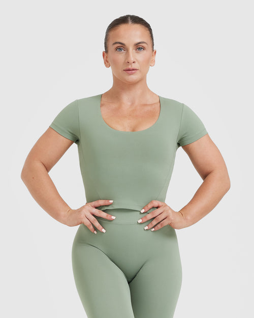 Oner Modal Timeless Crop Short Sleeve Tee | Sage