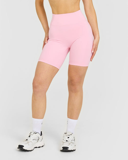 Oner Modal Timeless High Waisted Shorts with White Logo | Petal Pink
