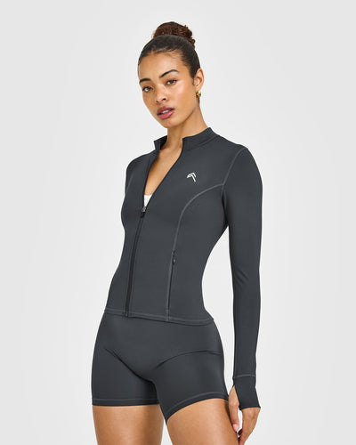 Timeless Jacket with White Logo | Coal