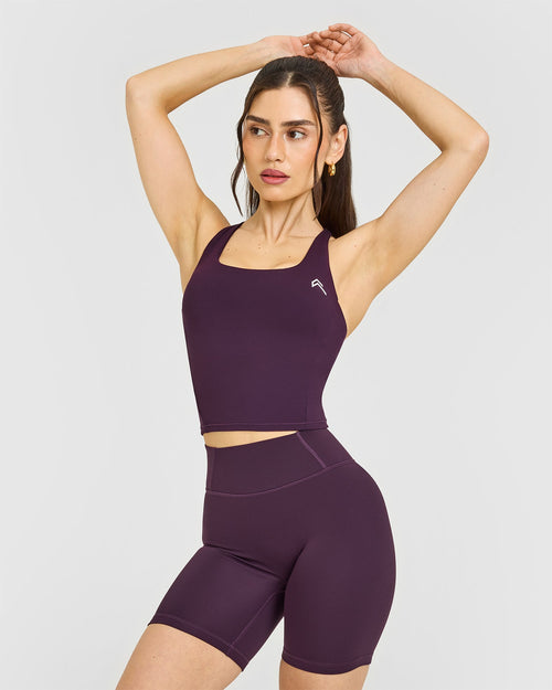 Oner Modal Timeless Square Neck Mid Vest with White Logo | Blackberry Purple