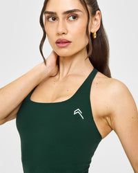 Timeless Square Neck Mid Vest with White Logo | Racing Green