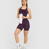 Timeless Square Neck Vest with White Logo | Blackberry Purple