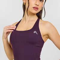 Timeless Square Neck Vest with White Logo | Blackberry Purple
