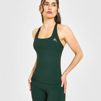 Timeless Square Neck Vest with White Logo | Racing Green