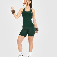 Timeless Square Neck Vest with White Logo | Racing Green