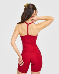 Timeless Square Neck Vest with White Logo | Toasted Red