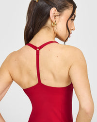 Timeless Square Neck Vest with White Logo | Toasted Red