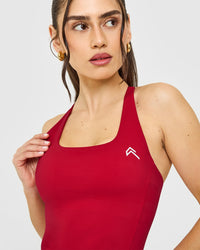 Timeless Square Neck Vest with White Logo | Toasted Red