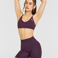 Timeless Strappy Bralette with White Logo | Blackberry Purple